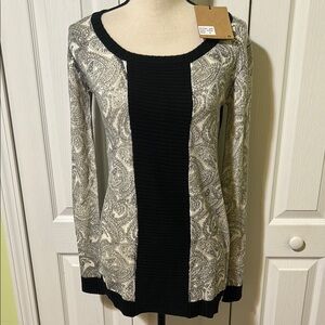 One Teaspoon Black and Cream Babylon Paisley Sweater